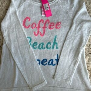 Lilly Pulitzer White Sweater with Pink Accents